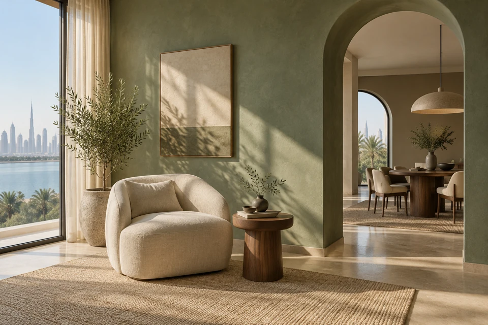Illustrative sage apartment interior