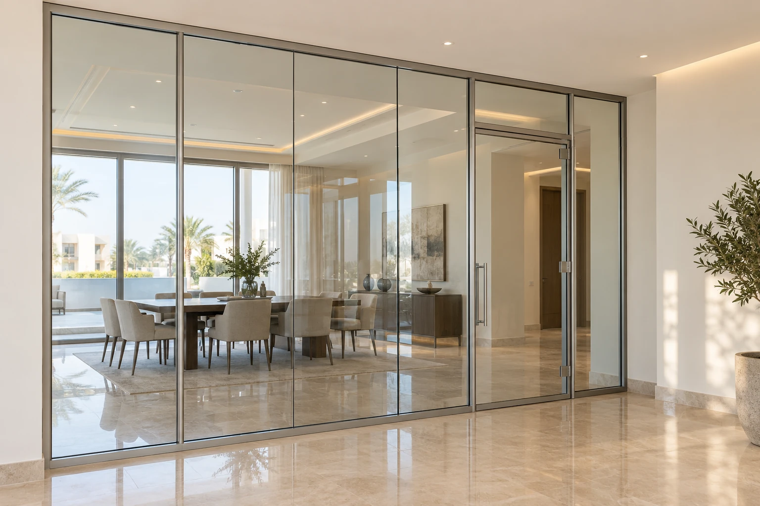 Glass partition and aluminium frame design