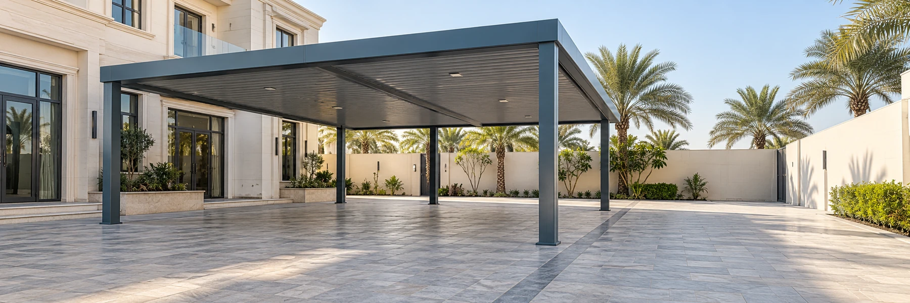 Illustrative architectural metal, glass and aluminium installation
