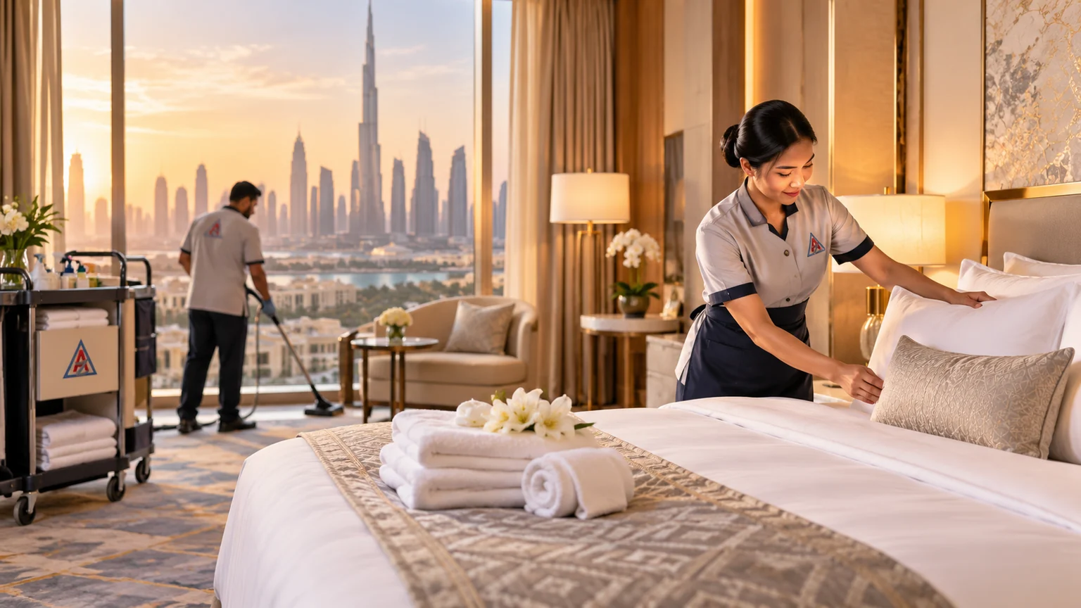 Housekeeping support for hotel rooms and guest-facing environments.