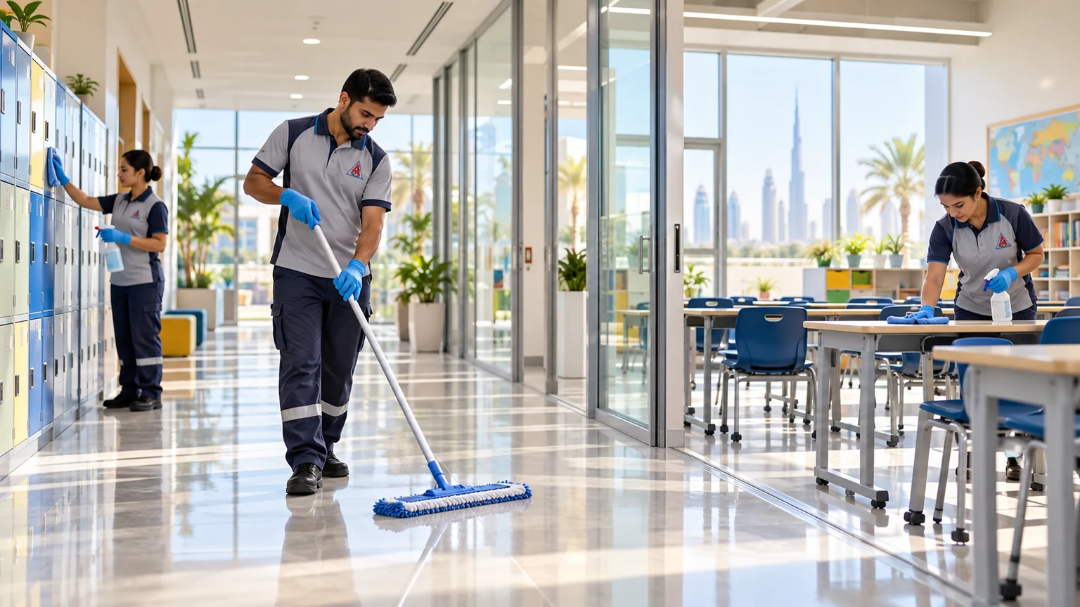 Cleaning support for school facilities and learning environments.