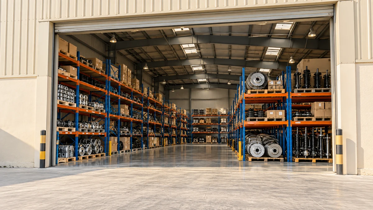 Auto spare parts warehouse in a UAE industrial setting