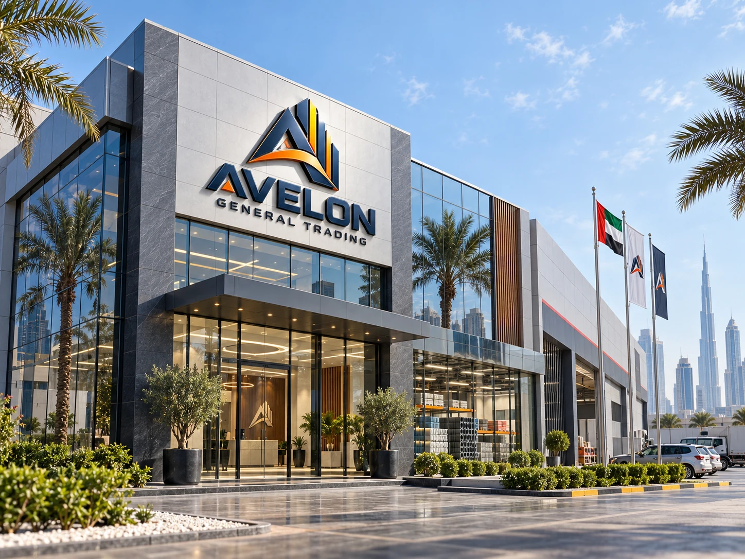 Conceptual construction and built-environment visual for Avelon General Trading