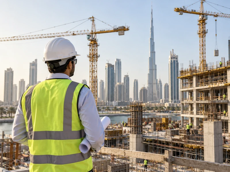 Construction supervisor at an active site