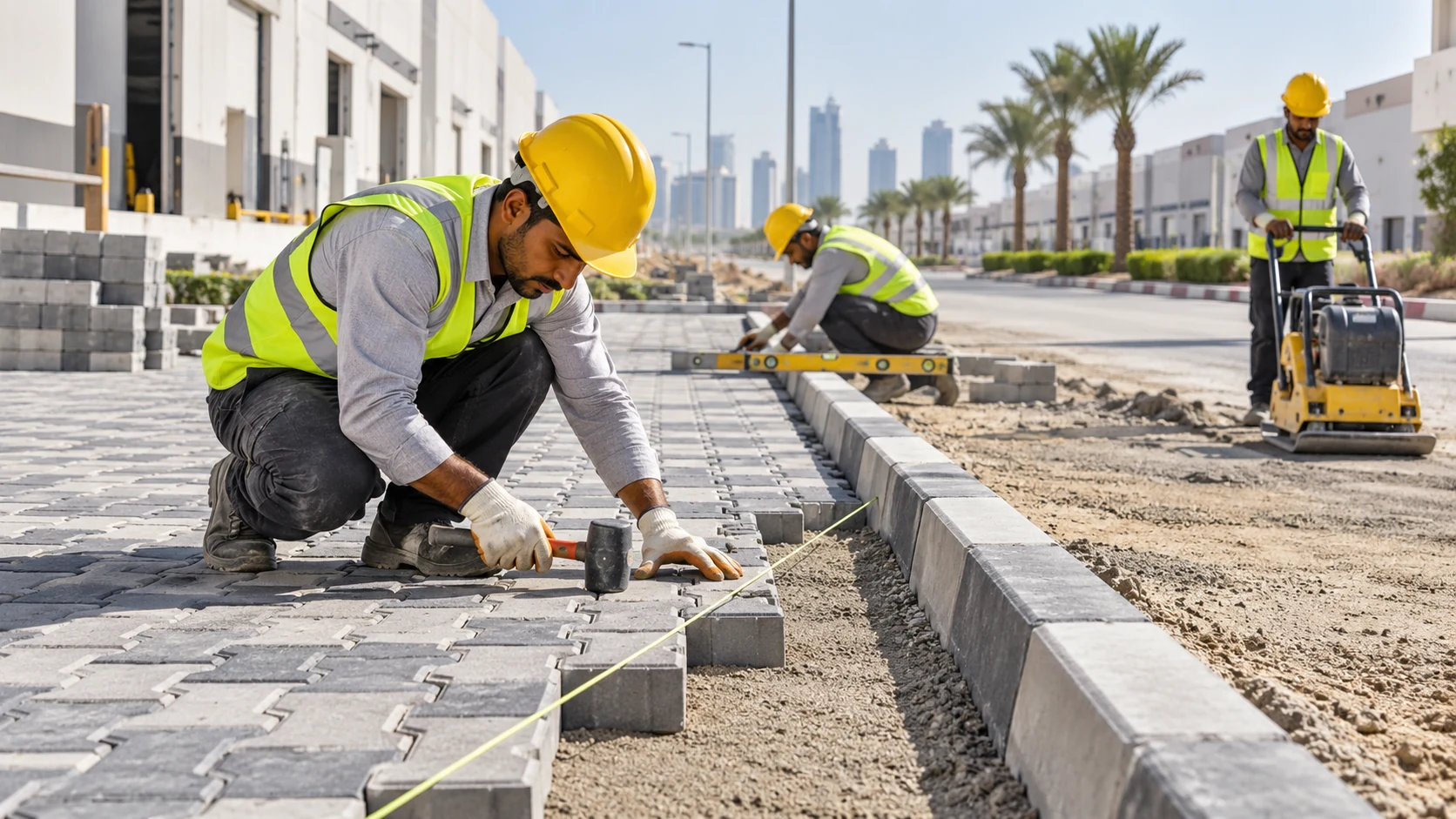 Interlock kerbstone work — relevant technical service photograph
