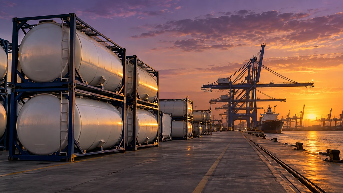 Representative ISO tank logistics at a Saudi port