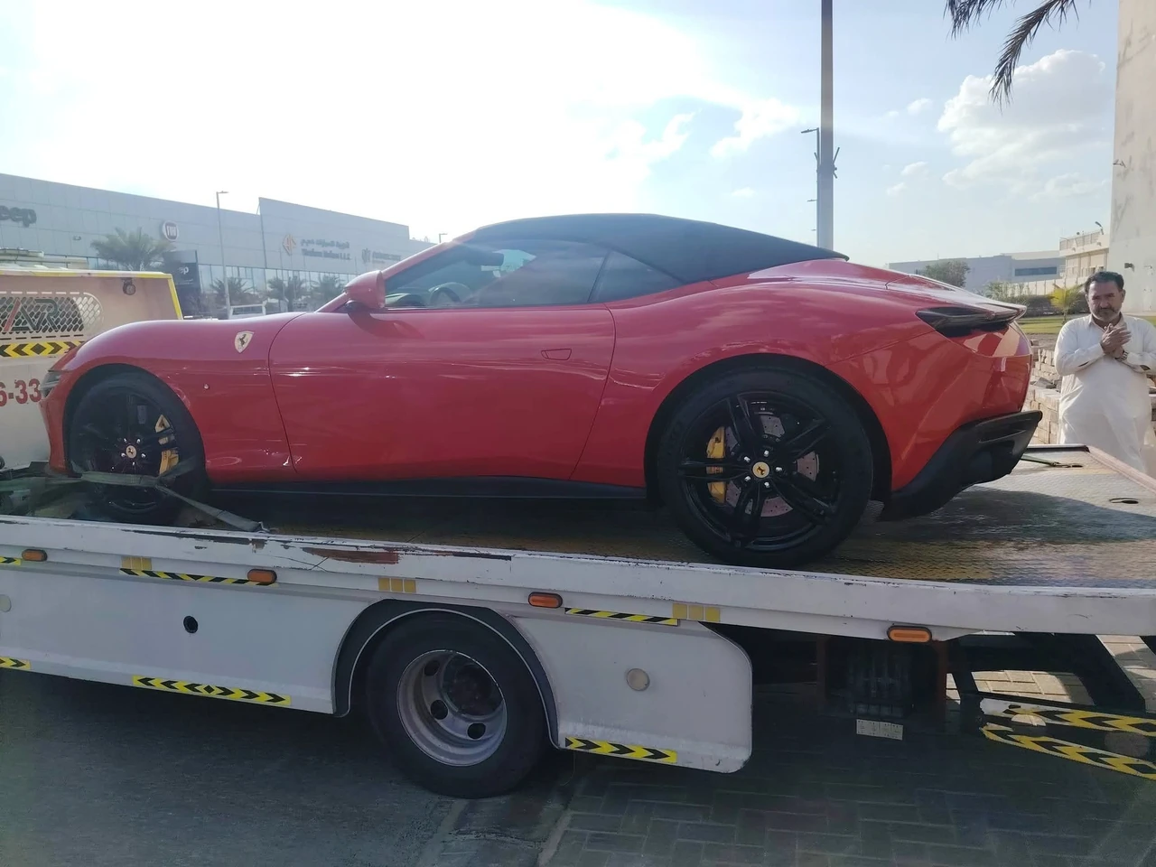 Vehicle loaded for flatbed transport