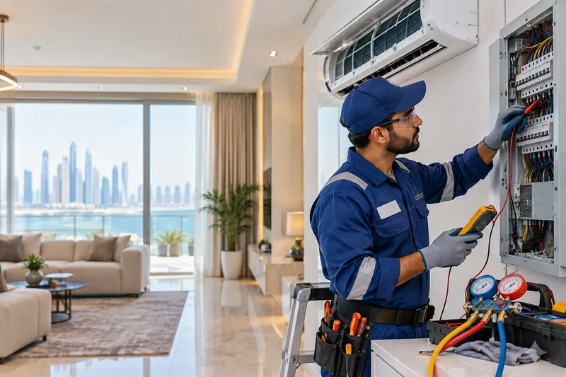 Friendly Technical Services technician working inside a modern UAE property