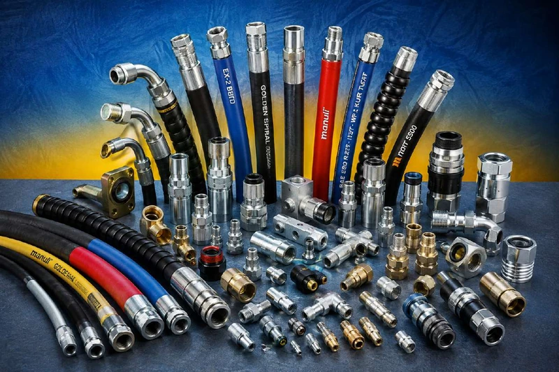 Hydraulic hoses, metal fittings and adapters from the client brochure
