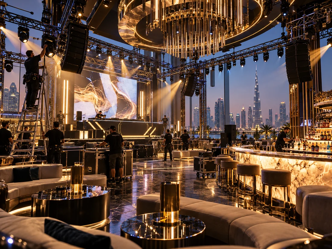 Premium club setup and interior installation in Dubai