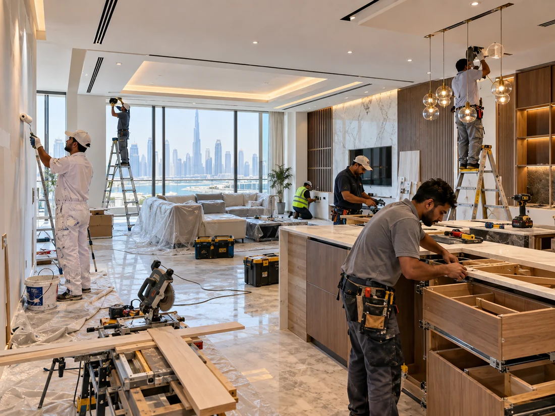 Professional maintenance and renovation work in a Dubai interior