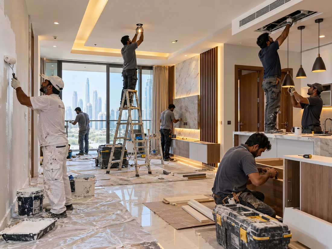 Professional maintenance and renovation work in a Dubai interior