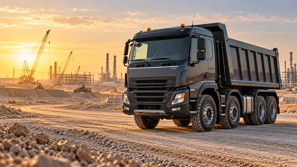 Heavy tipper truck at a UAE construction site