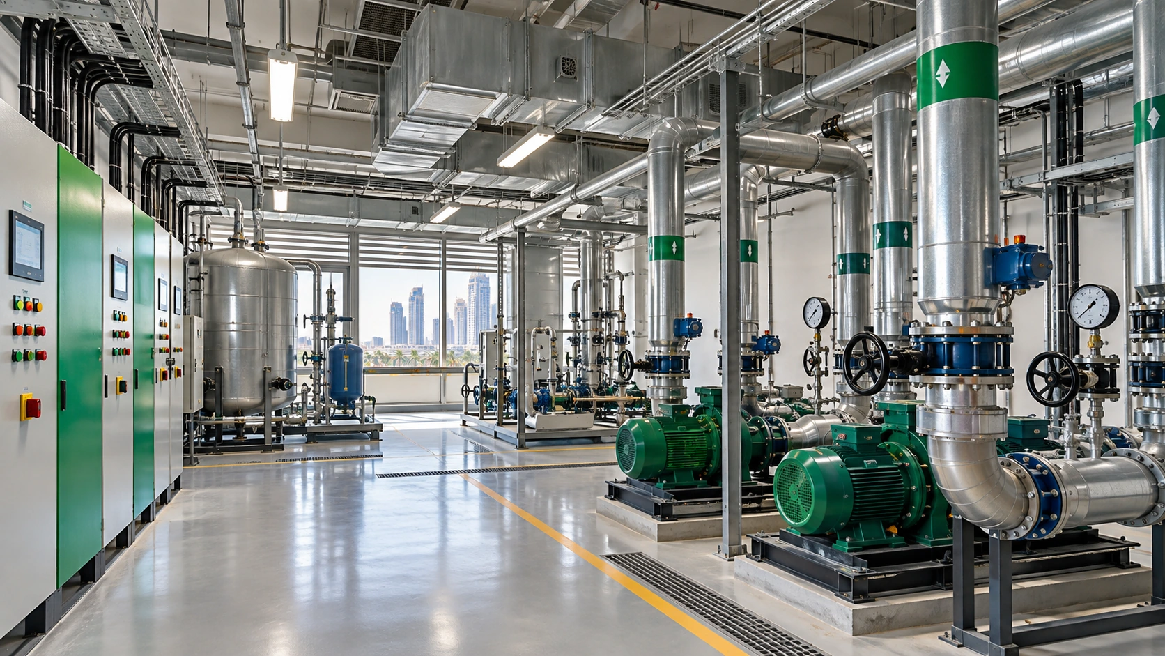 Clean commercial mechanical plant room