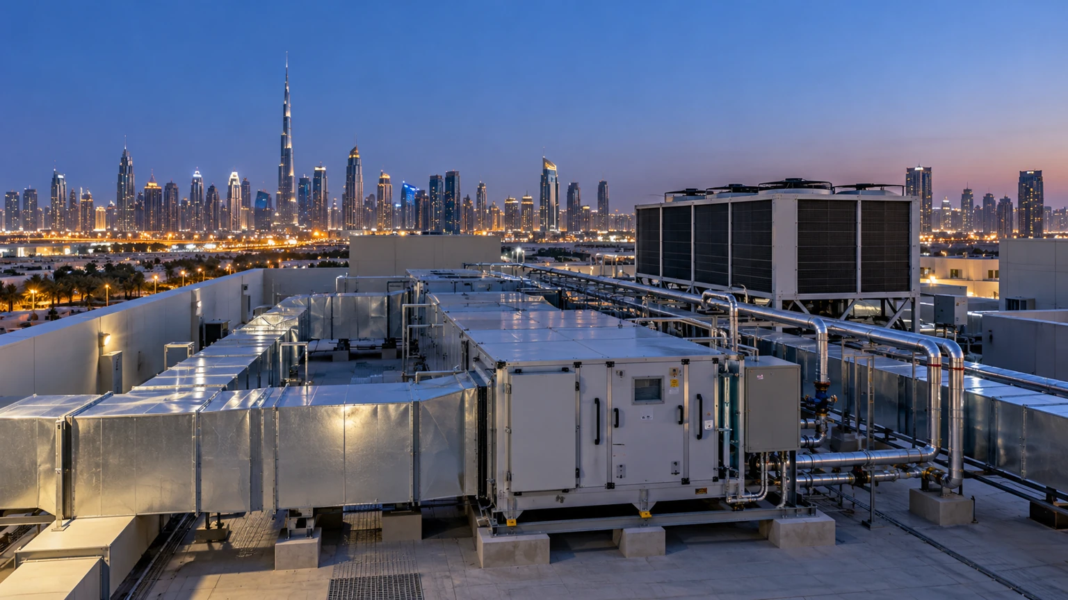 Rooftop HVAC equipment — illustrative cooling installation