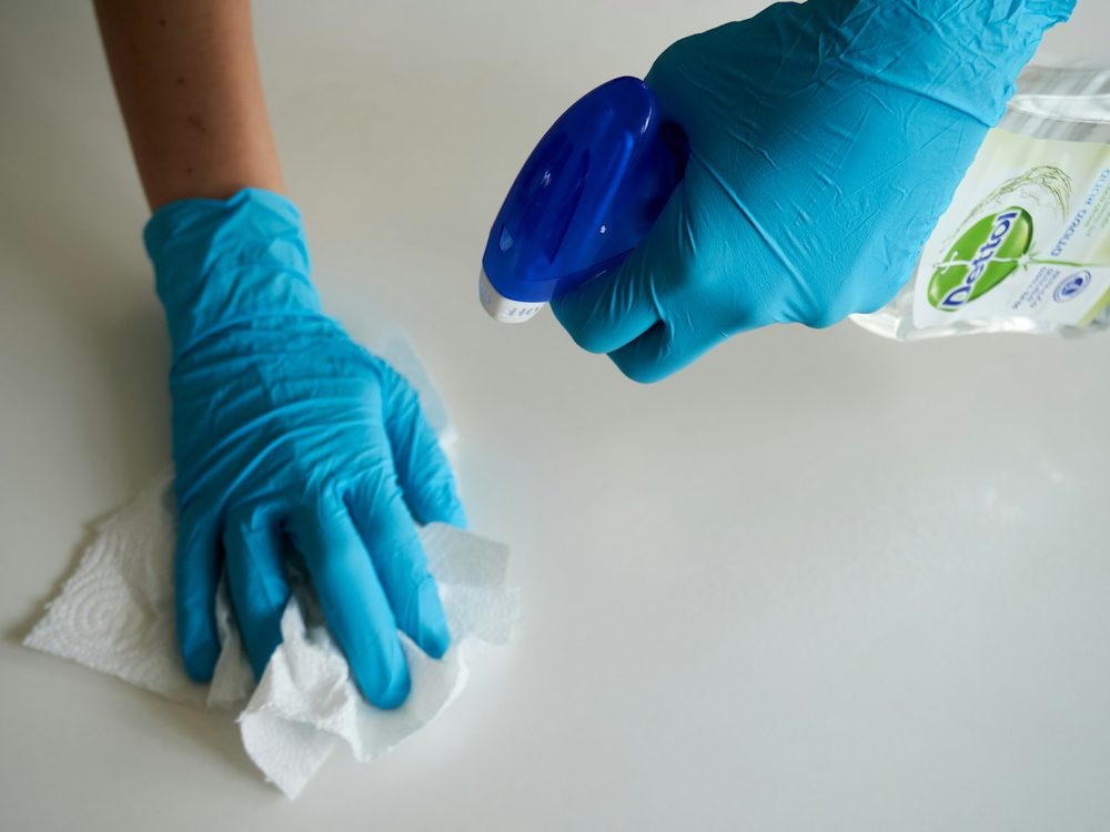 Cleaning of a medical centre corridor and waiting area