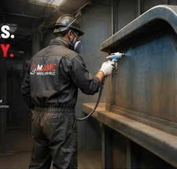 Metal coating technician at work