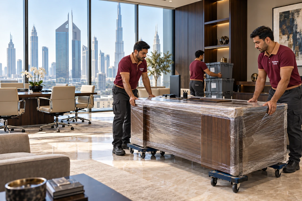 Office moving in a modern Dubai workspace