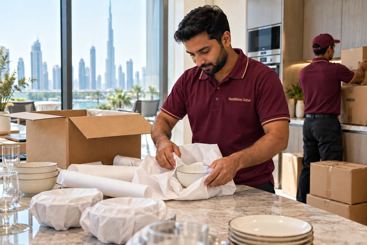 Packing & unpacking service scene in Dubai