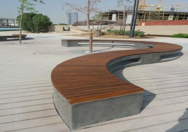 Curved timber seating