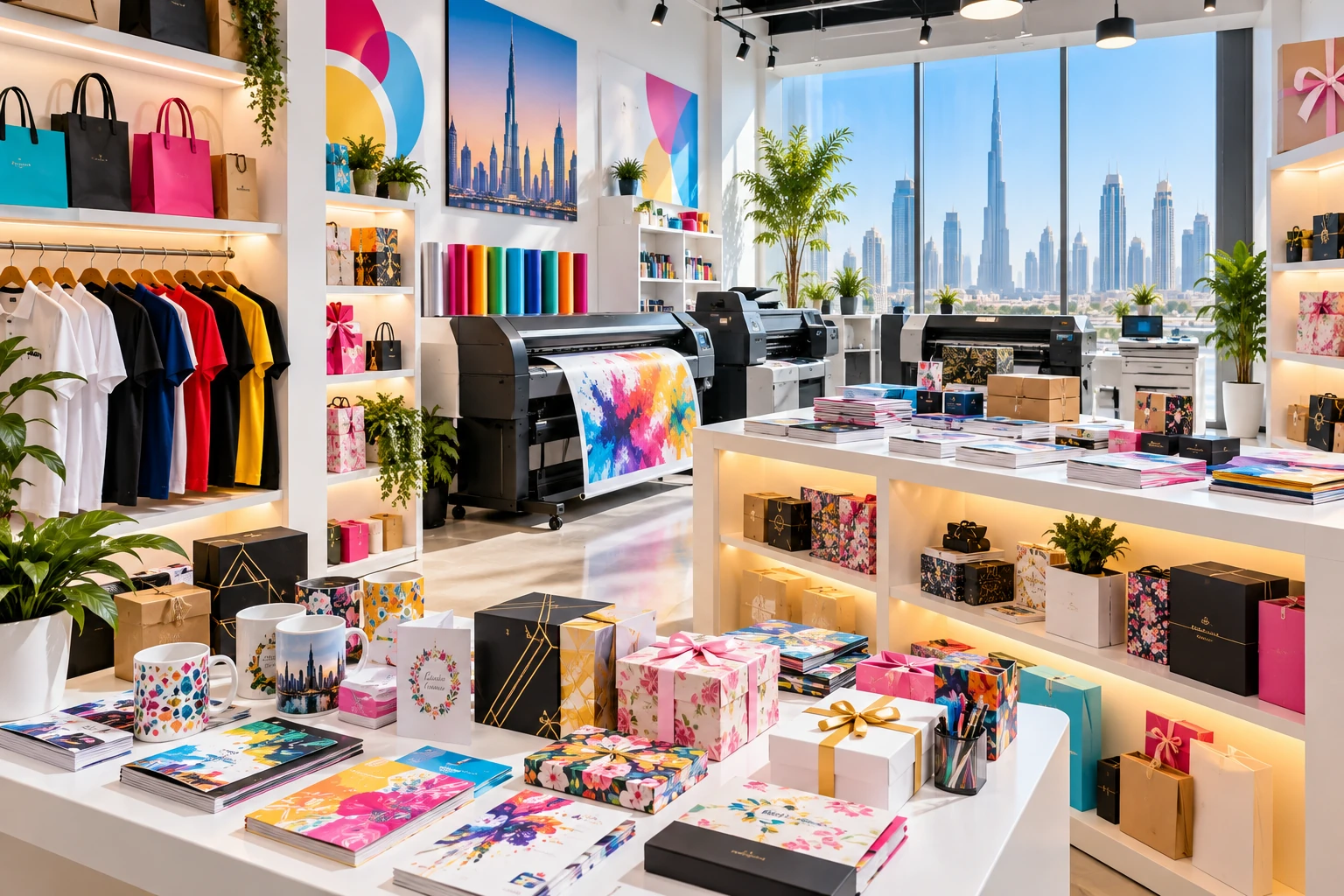 Colourful printing and production studio in Dubai