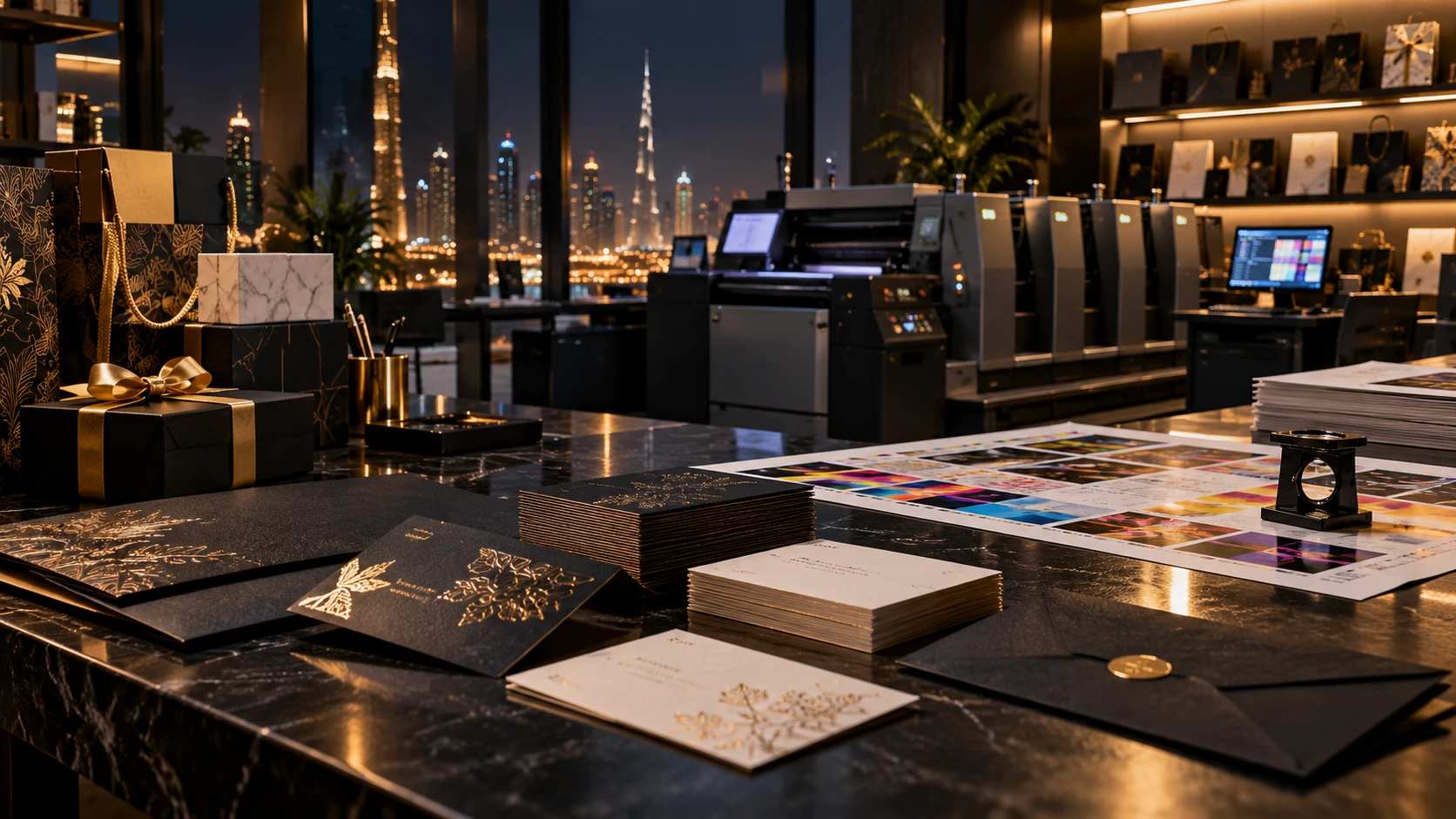 Printing studio with colour-rich production environment
