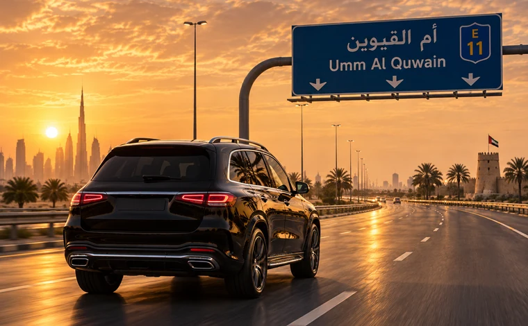 Road journey from Dubai toward Umm Al Quwain