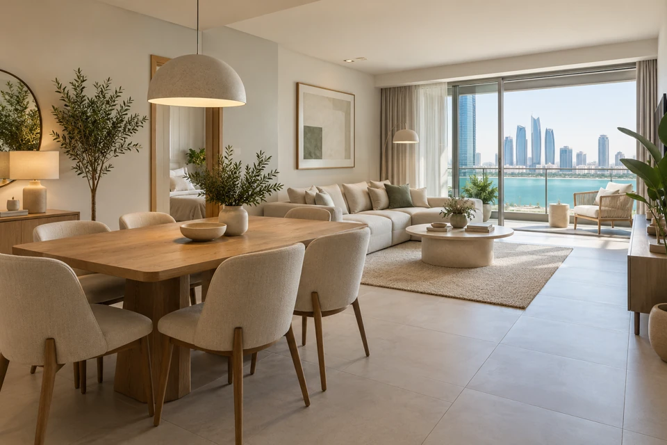 Illustrative rental apartment dining area