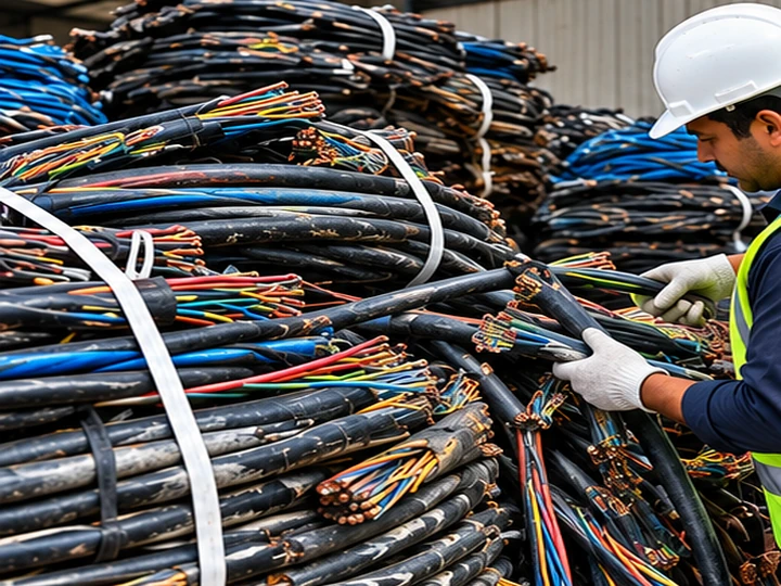 Illustrative electrical cables being sorted for recycling