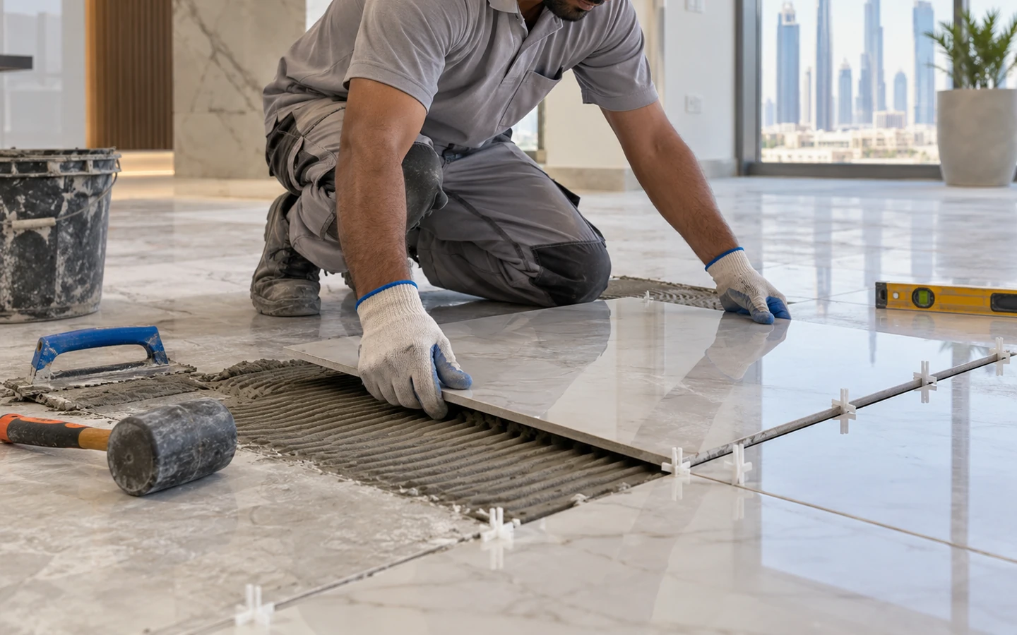Technical services work in a modern Dubai interior