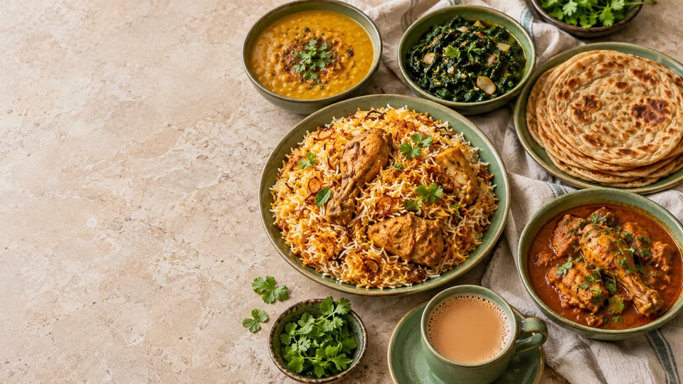 Illustrative desi food background