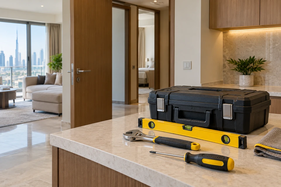 Organized maintenance tools in a contemporary UAE apartment