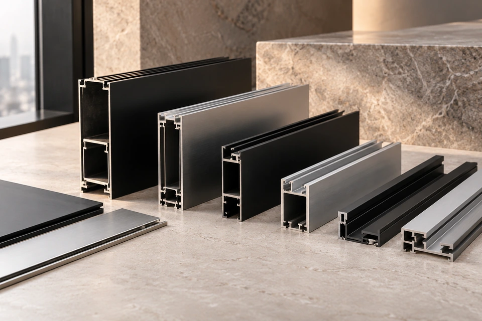 Aluminium frame and profile detail