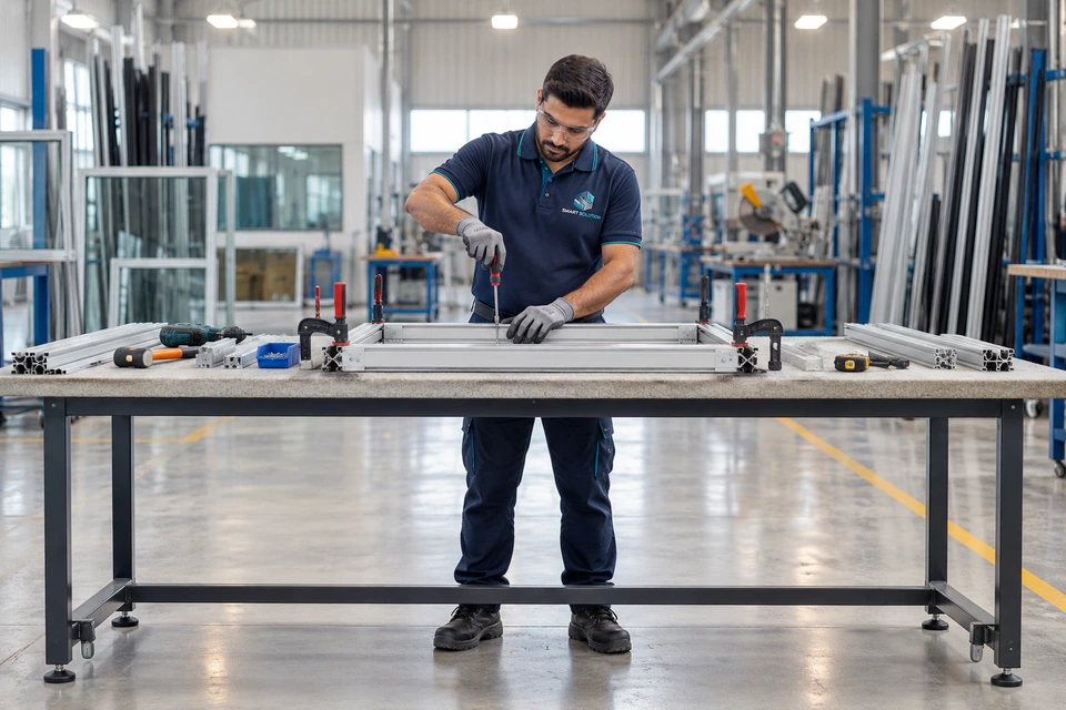 Aluminium Fabrication & Installation — illustrative service photograph with embroidered workwear