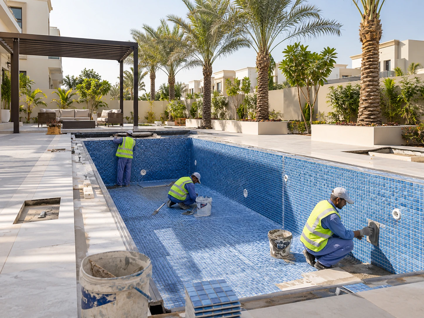 Swimming pool construction work
