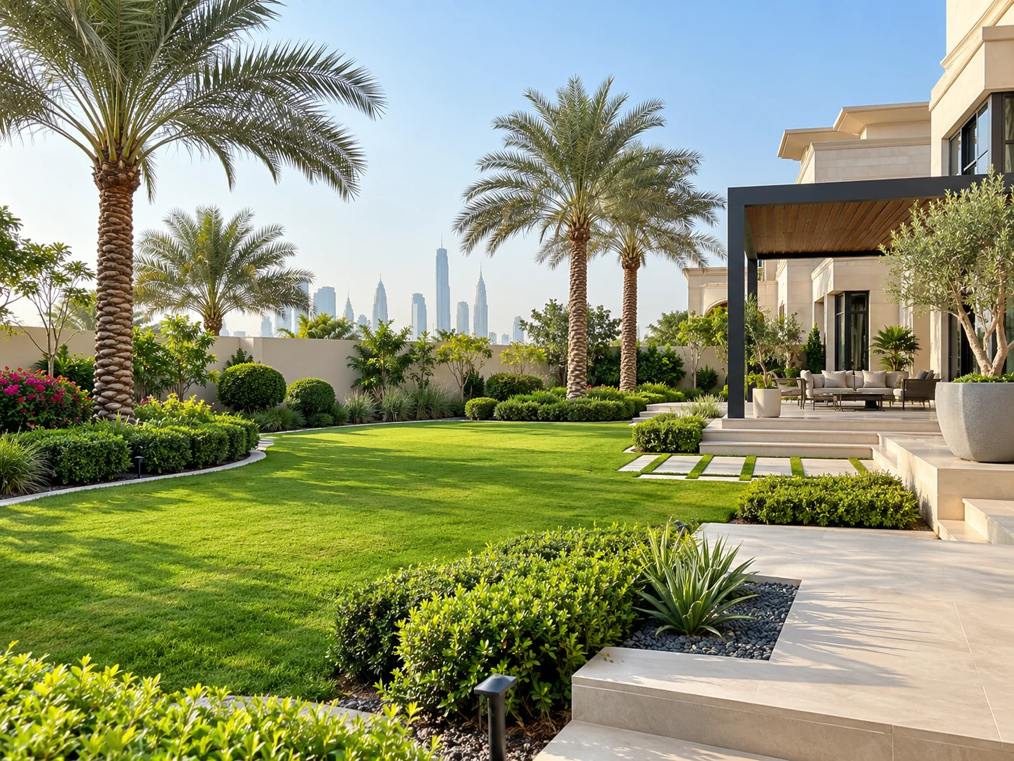 Modern residential landscaped garden