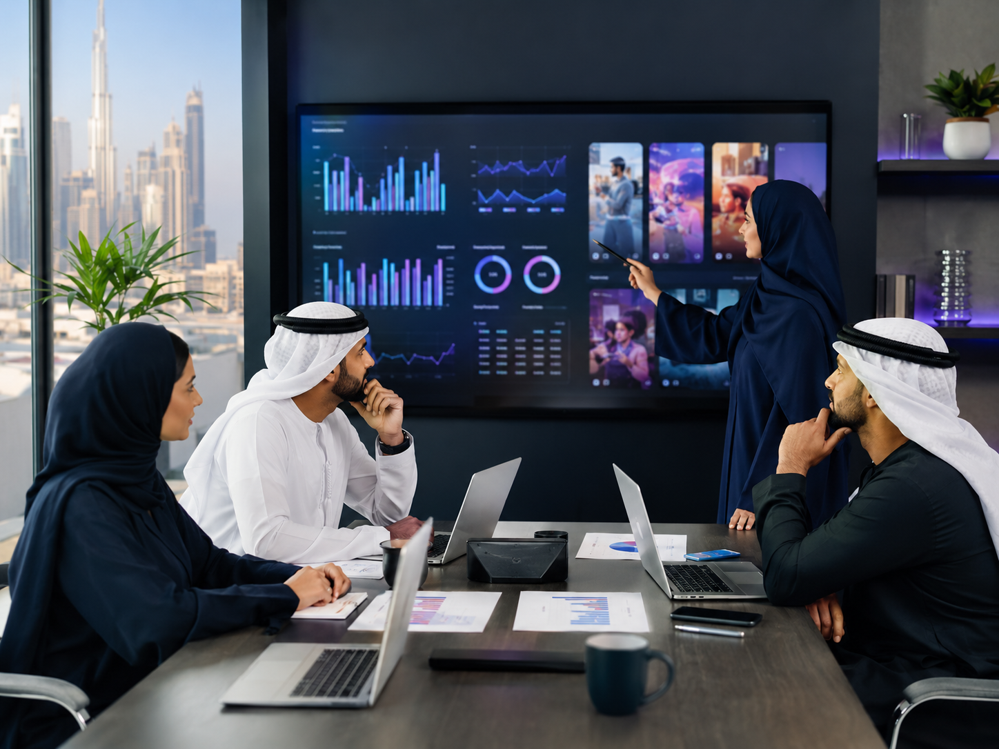 MENA social media strategy team reviewing creator performance