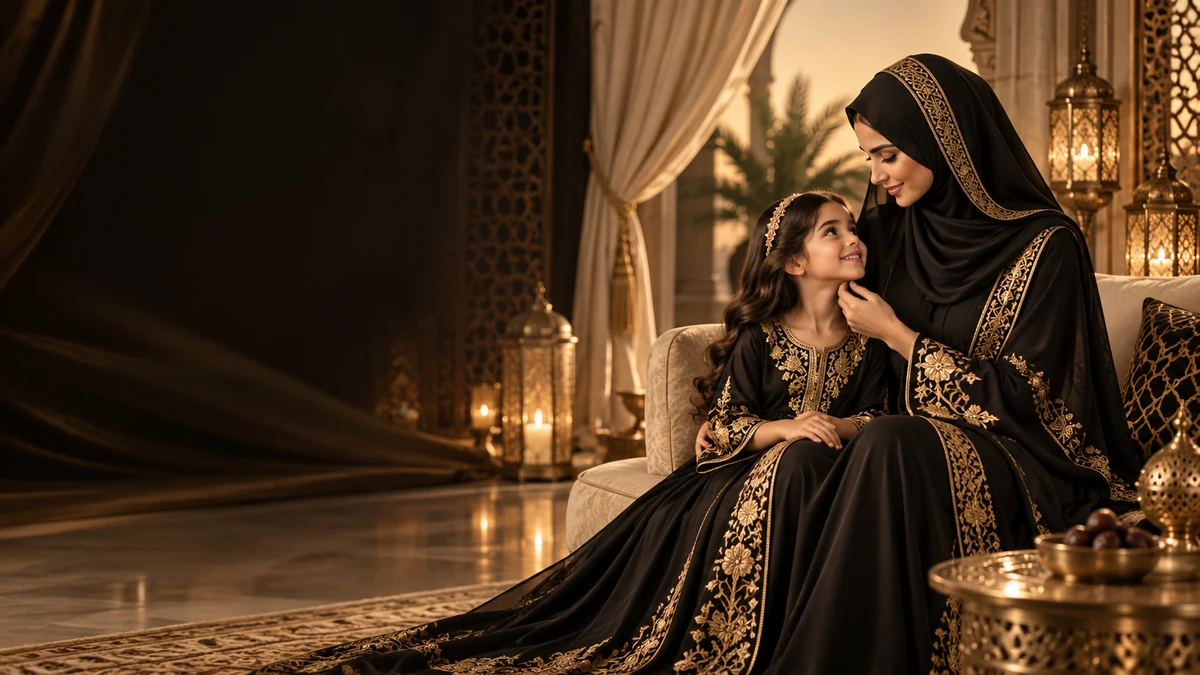 Illustrative mother-and-daughter fashion campaign