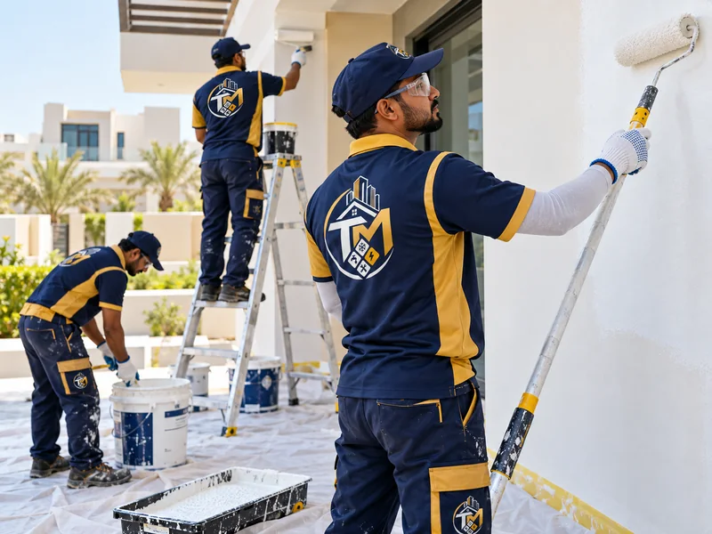 TAJ ALMAKAN painting team working on a UAE property