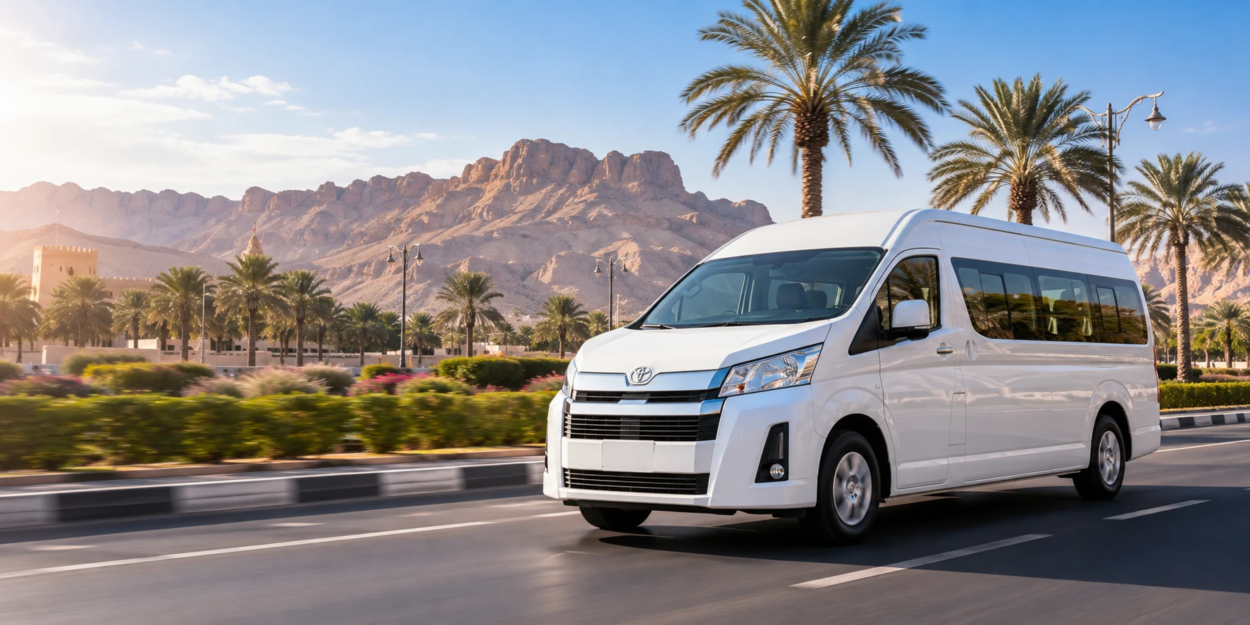 Passenger van travelling in Al Ain