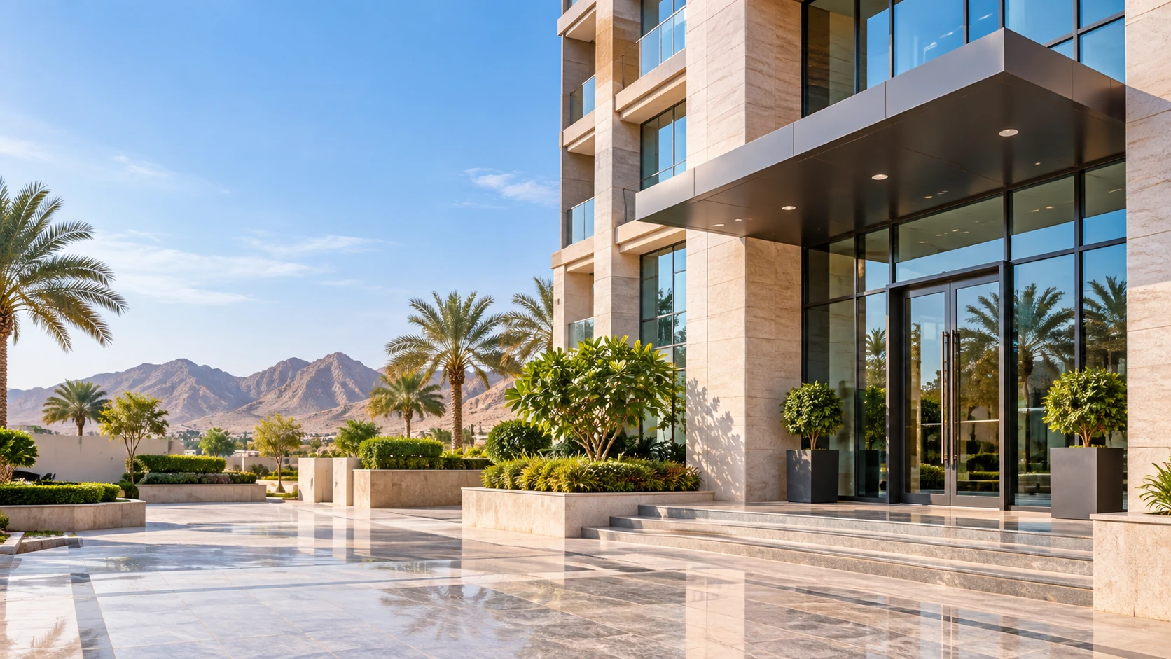 Modern building entrance in Al Ain