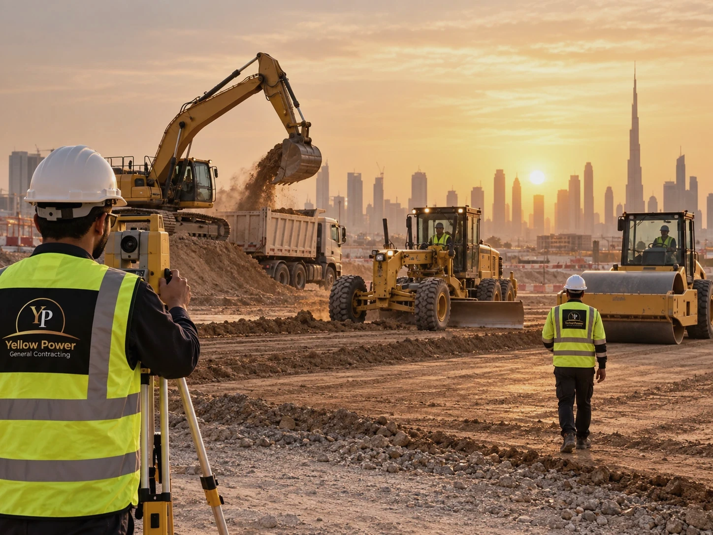 Illustrative photography: Cutting, filling and leveling in a UAE work setting