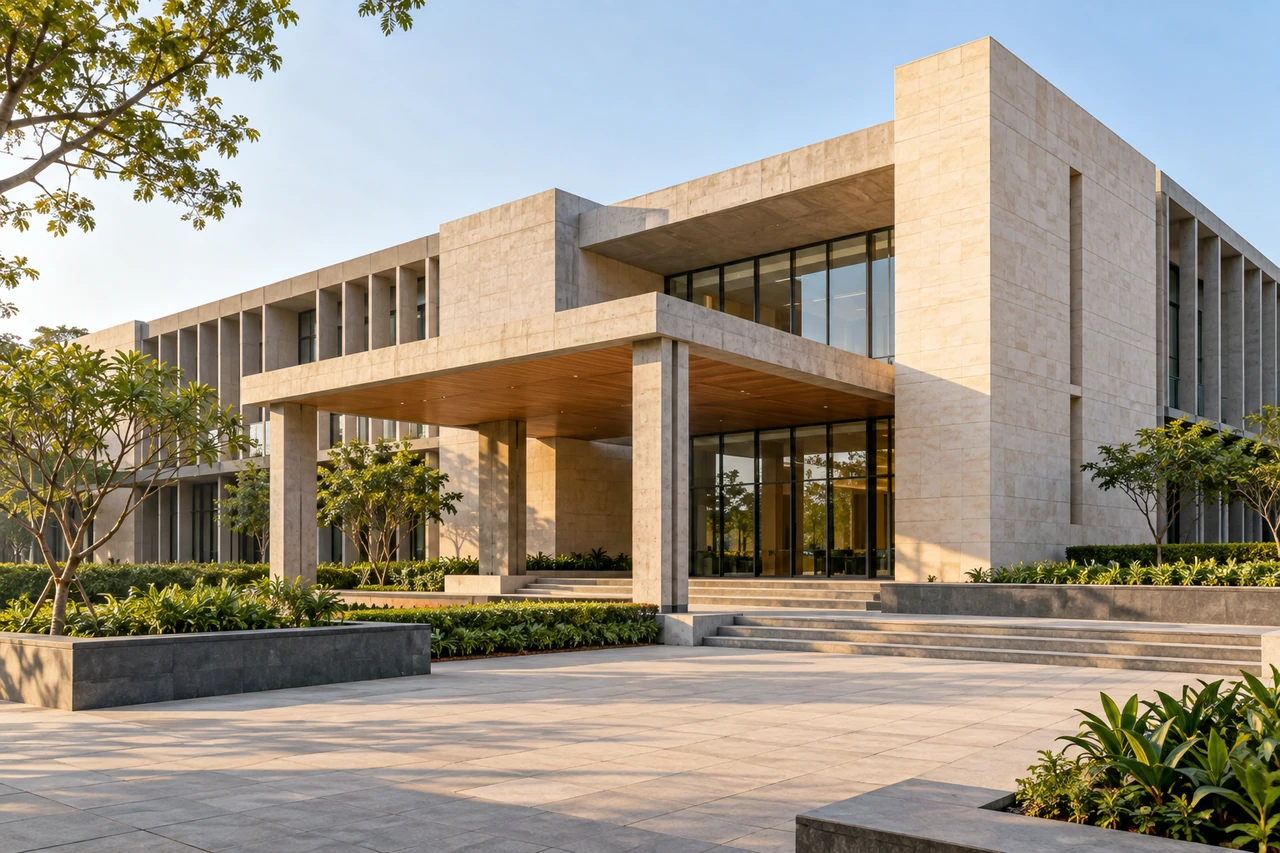 Representative contemporary Indian building exterior